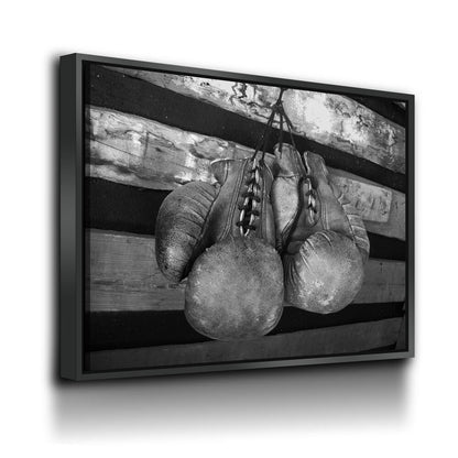 Boxing Gloves Vintage Canvas Wall Art, Boxing Art, Boxing Decor, Gym Decor, Boxer Art, MMA, Black & White - Royal Crown Pro