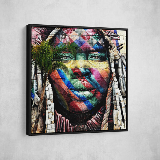 Rio de Janeiro Graffiti Street Art, Canvas Wall Art, African Wall Decor, Rio de Janeiro Art, Brazil Decor, African Woman Art, Ethnic Art - Royal Crown Pro