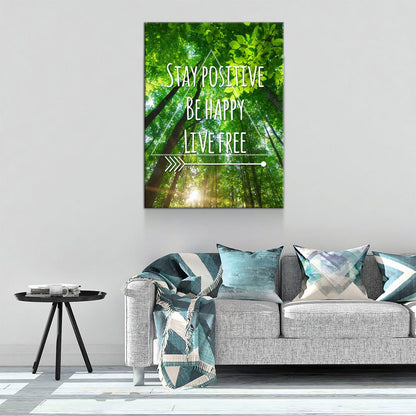 Stay Positive Be Happy Live Free Canvas Wall Art, Motivational Decor, Inspirational Decor, Office Decor, Dorm Room Decor - Royal Crown Pro