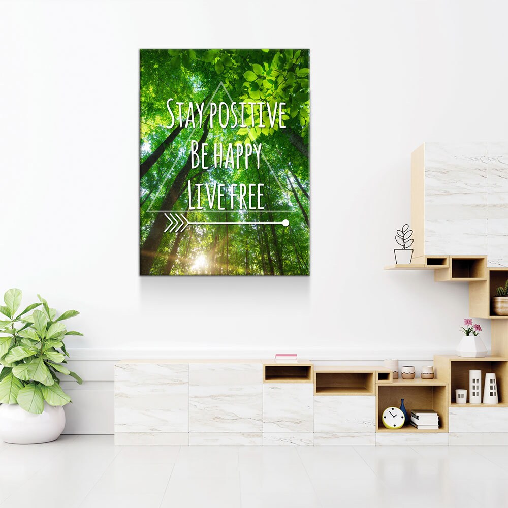 Stay Positive Be Happy Live Free Canvas Wall Art, Motivational Decor, Inspirational Decor, Office Decor, Dorm Room Decor - Royal Crown Pro