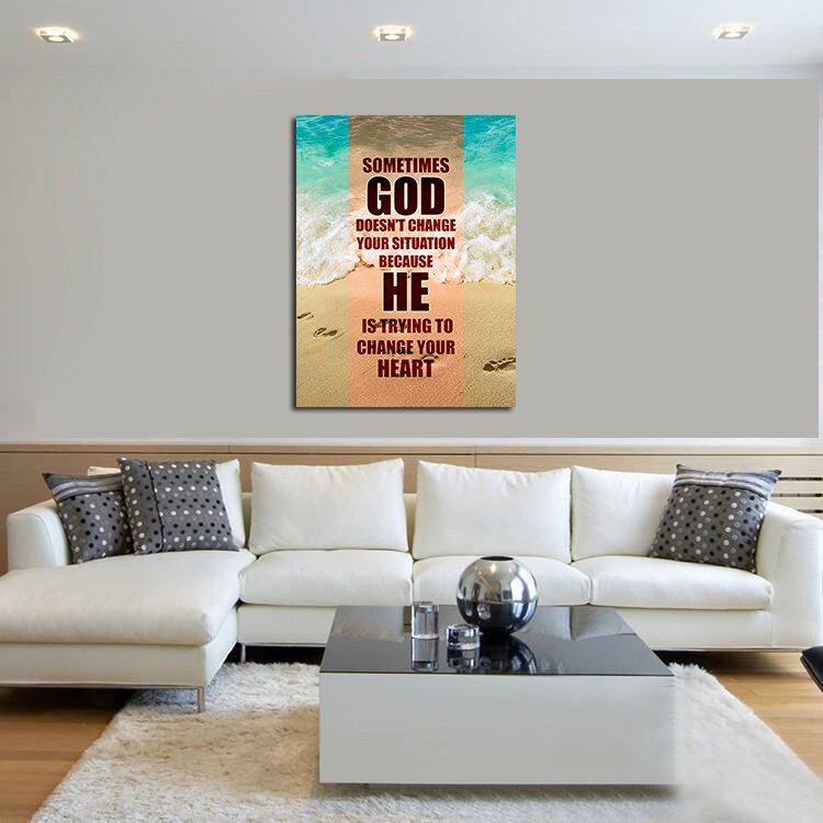 Sometimes God Doesn't Change Your Situation Because He Is Trying to Change Your Heart Canvas Wall Art, Religious Quote, Religious Decor - Royal Crown Pro