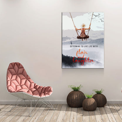 Determine To Live With Flair and Laughter Canvas Wall Art, Inspirational Wall Art, Office Decor, Inspirational gift - Royal Crown Pro