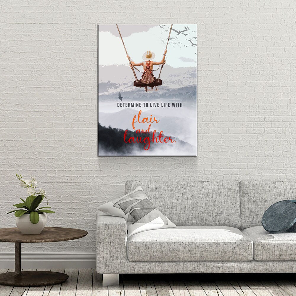 Determine To Live With Flair and Laughter Canvas Wall Art, Inspirational Wall Art, Office Decor, Inspirational gift - Royal Crown Pro