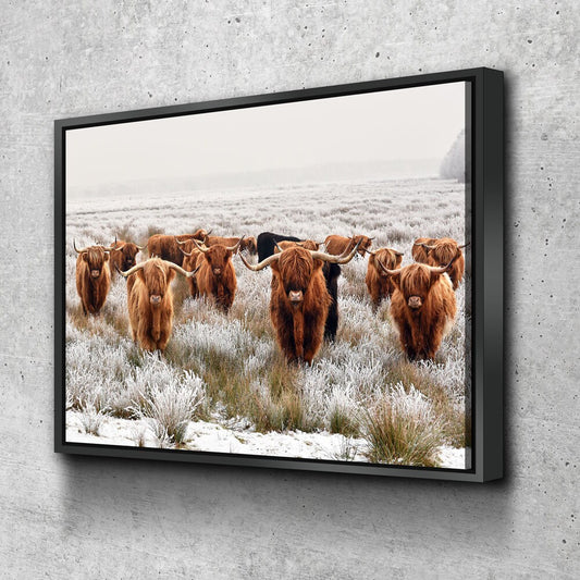 Highland Cows Canvas Wall Art, Ranch Art, XL Wall Art, Ranch Style Home Decor, Scottish Cows, Scottish Highlanders - Royal Crown Pro