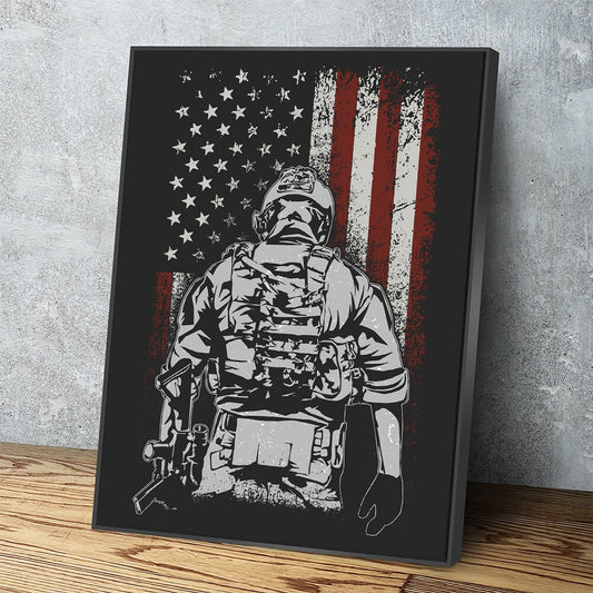 American Soldier Canvas Wall Art, Military Decor, Soldier Decor, Army, Marines, Veterans - Royal Crown Pro