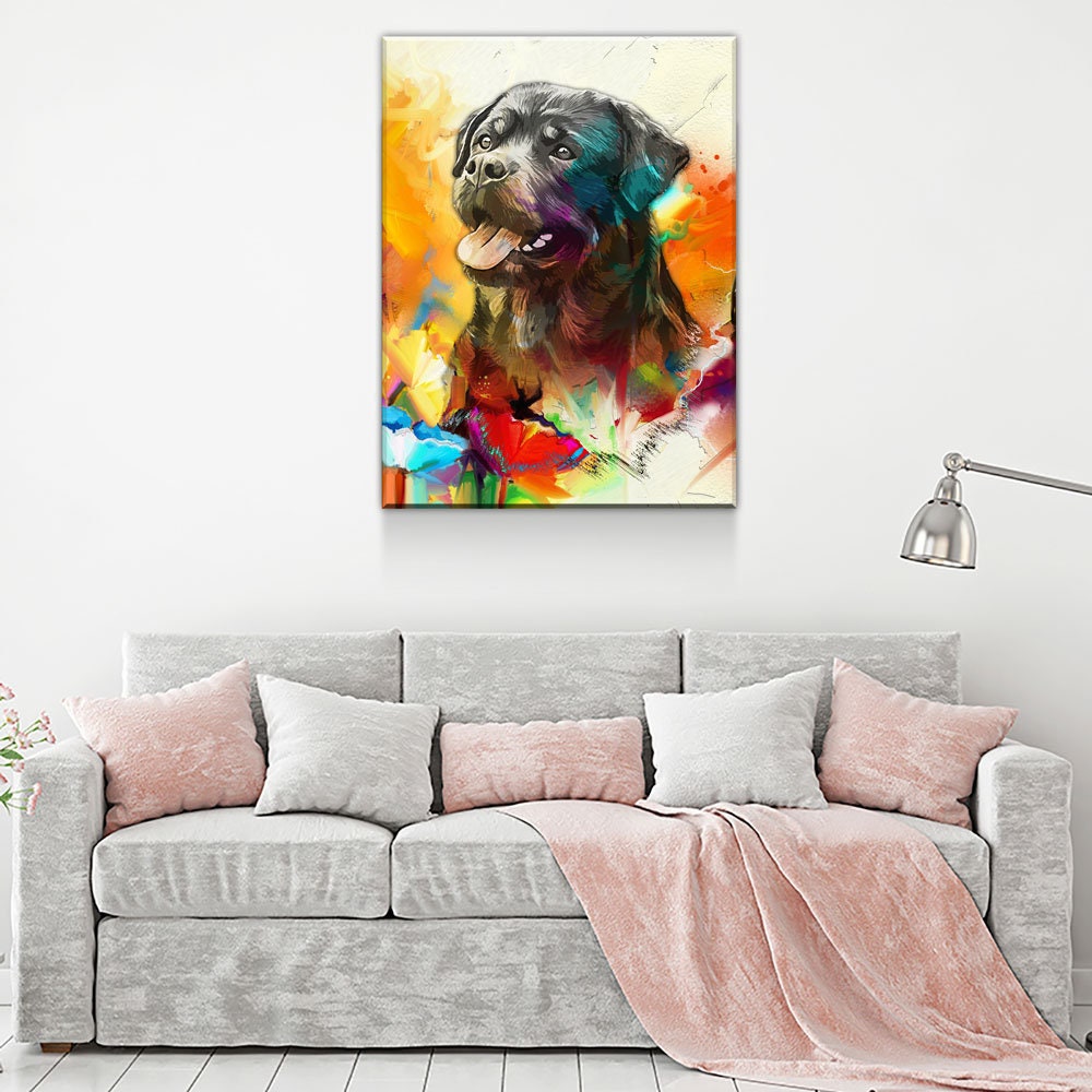 Rottweiler Canvas Wall Art, Abstract Rottweiler Print, Canvas Wall Decor, Home Office Dog Decor, Abstract Rottweiler 2 - Royal Crown Pro