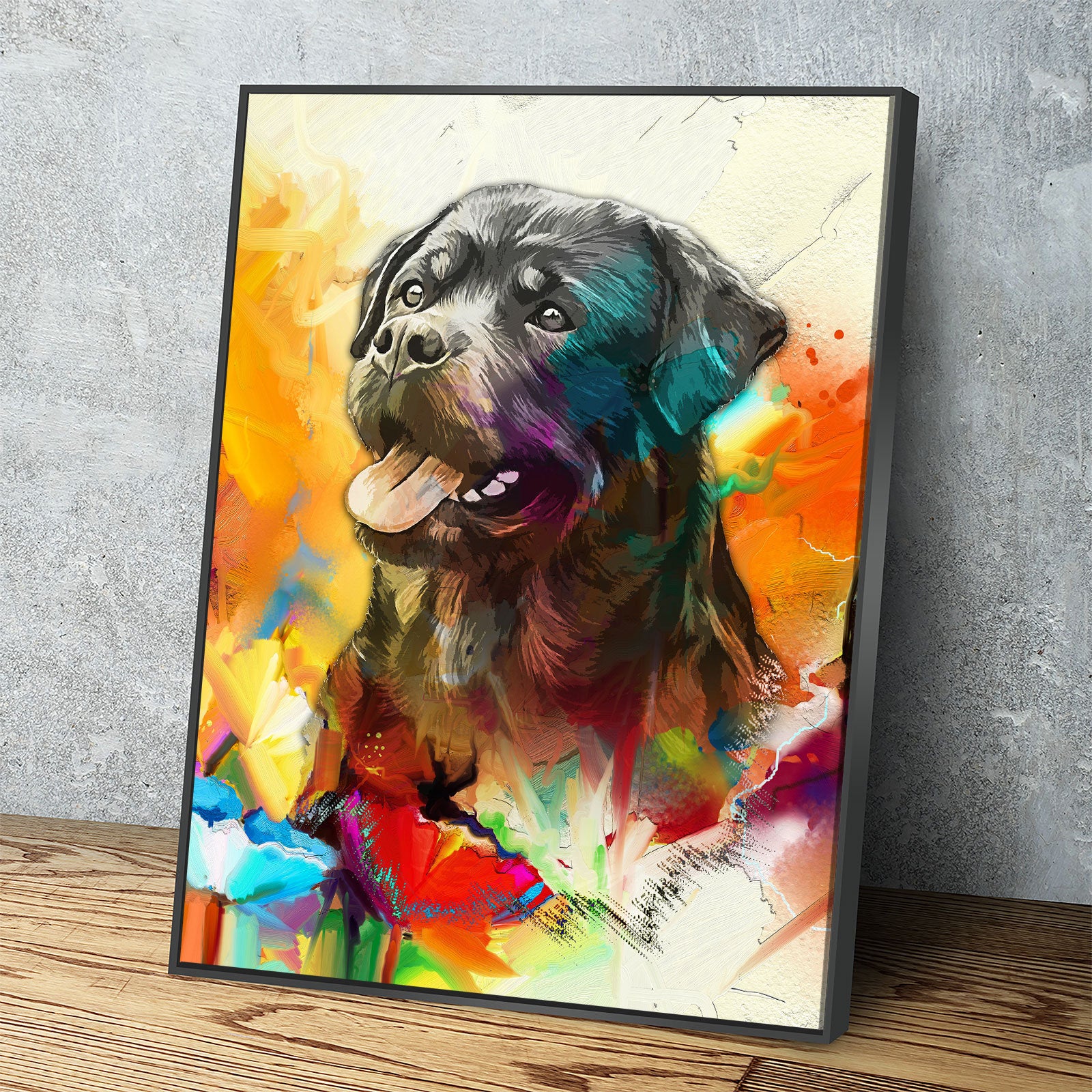 Rottweiler Canvas Wall Art, Abstract Rottweiler Print, Canvas Wall Decor, Home Office Dog Decor, Abstract Rottweiler 2 - Royal Crown Pro