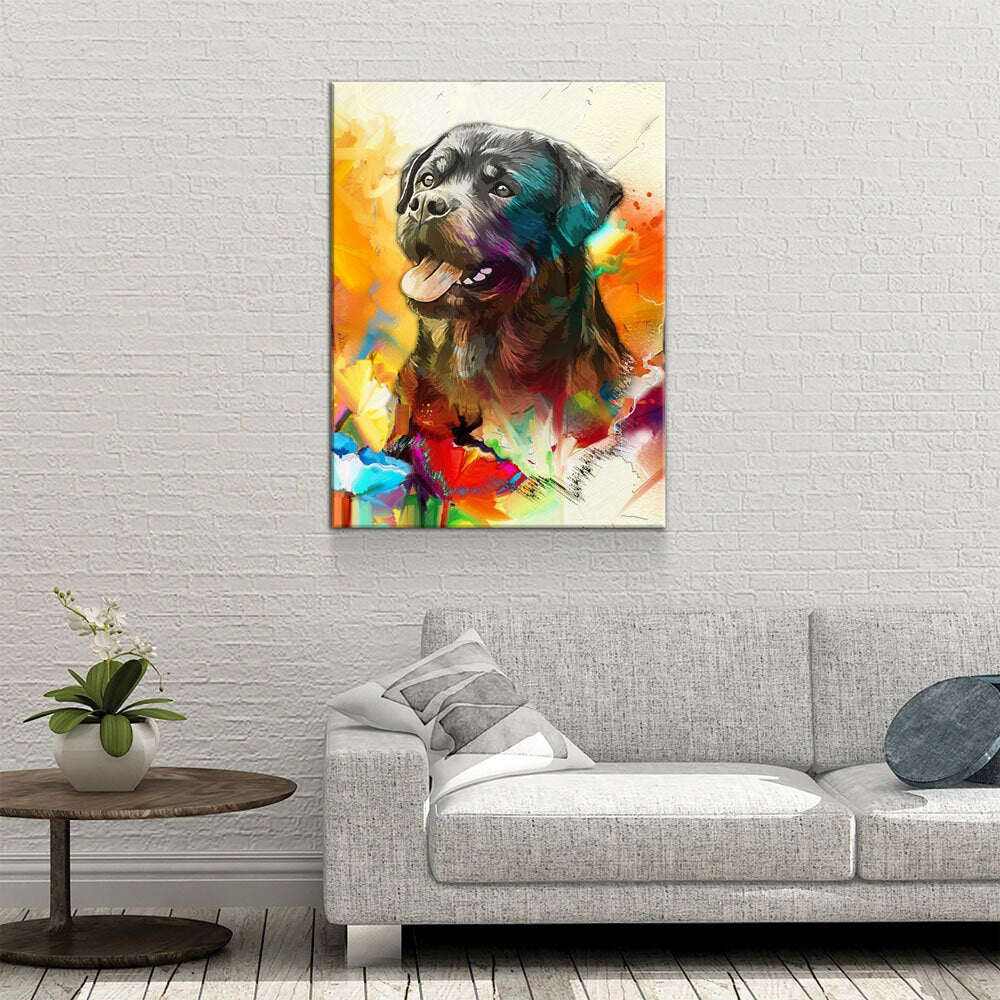 Rottweiler Canvas Wall Art, Abstract Rottweiler Print, Canvas Wall Decor, Home Office Dog Decor, Abstract Rottweiler 2 - Royal Crown Pro