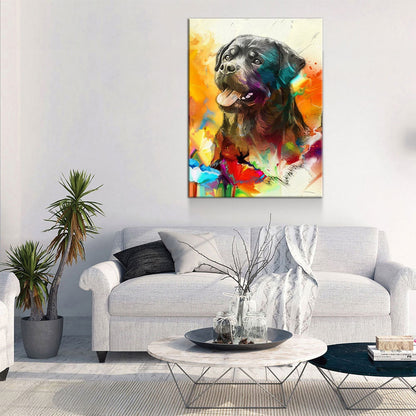 Rottweiler Canvas Wall Art, Abstract Rottweiler Print, Canvas Wall Decor, Home Office Dog Decor, Abstract Rottweiler 2 - Royal Crown Pro