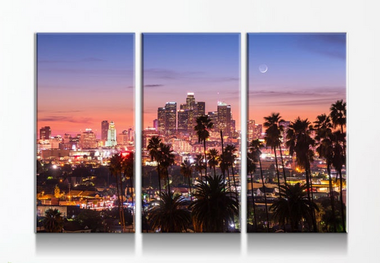 Los Angeles 3 Piece Wall Art, Los Angeles Canvas Print,Los Angeles 3 Piece Wall Art Set - Royal Crown Pro