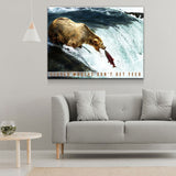 Closed Mouths Don't Get Feed Canvas Wall Art, Motivational Decor, Inspirational Decor, Office Decor, Bear, Stream, Fish