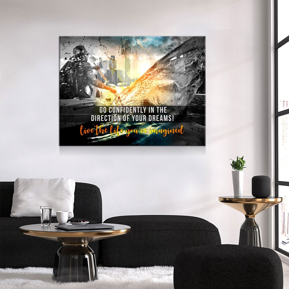 Go Confidently In The Direction Of Your Dreams Live The Life You've Imagined Canvas Wall Art, Motivational Decor, Inspirational Decor, - Royal Crown Pro