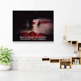 Beauty Begins The Moment You Decide To Be Yourself Canvas Wall Art, Motivational Decor, Inspirational Decor, Red Rose, Woman Boss