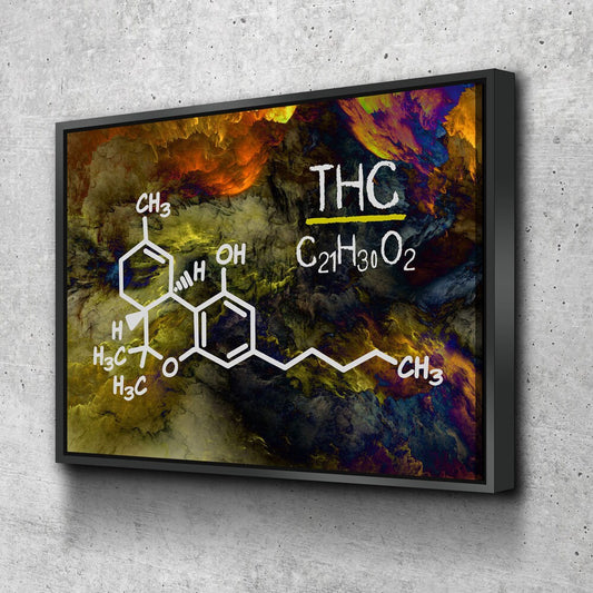 THC Structure Abstract Canvas Wall Art, Chemical Structural Formula Decor, Tetrahydrocannabinol Decor - Royal Crown Pro