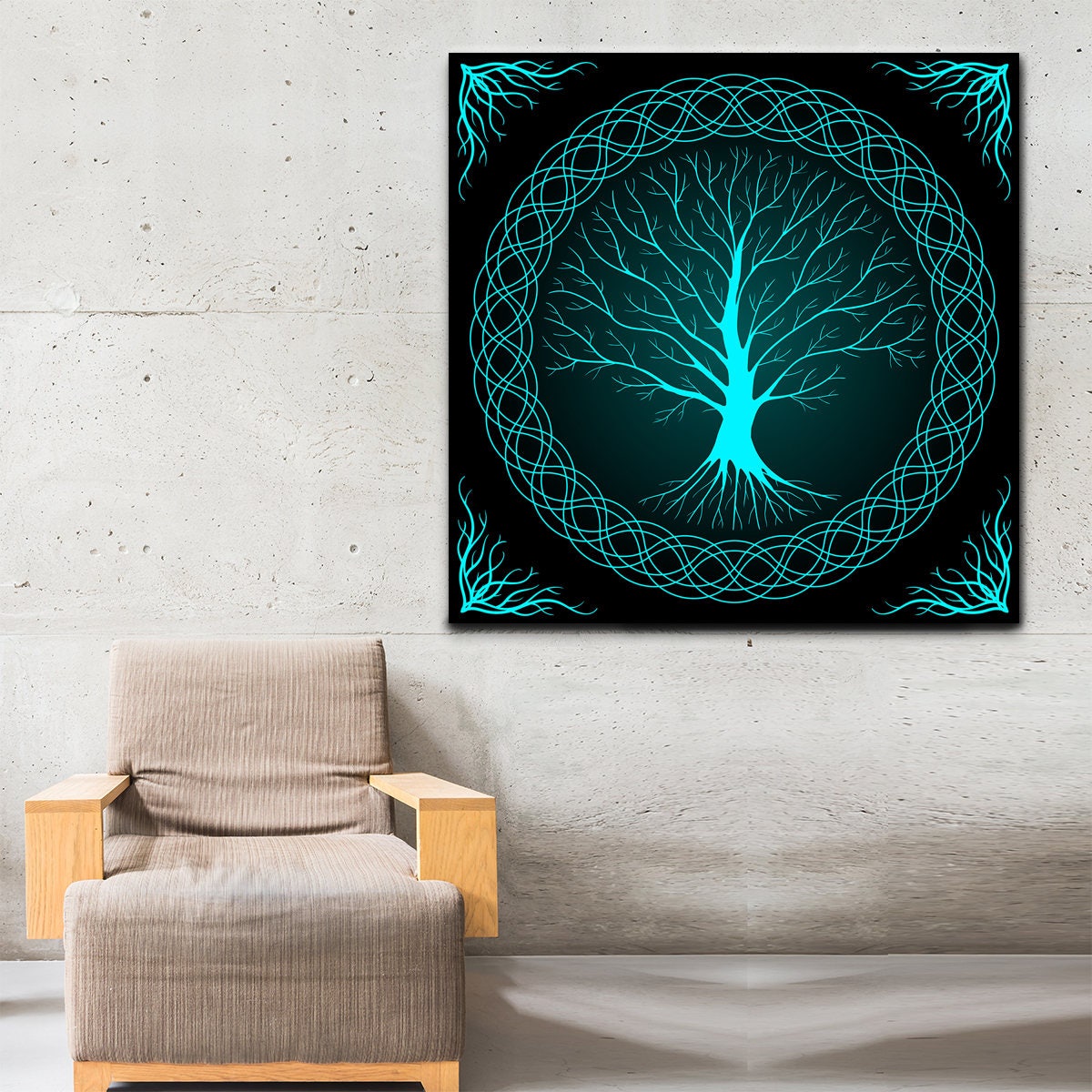 Tree Of Life Wall Art Canvas, Tree Of Life Decor, Tree Of Life gift, Blue Tree Of Life, Square Wall Art, Tree Art - Royal Crown Pro