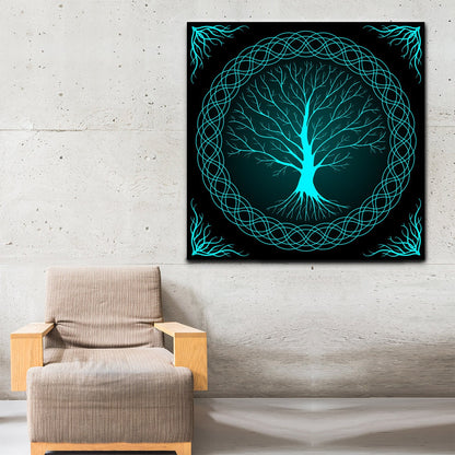 Tree Of Life Wall Art Canvas, Tree Of Life Decor, Tree Of Life gift, Blue Tree Of Life, Square Wall Art, Tree Art - Royal Crown Pro