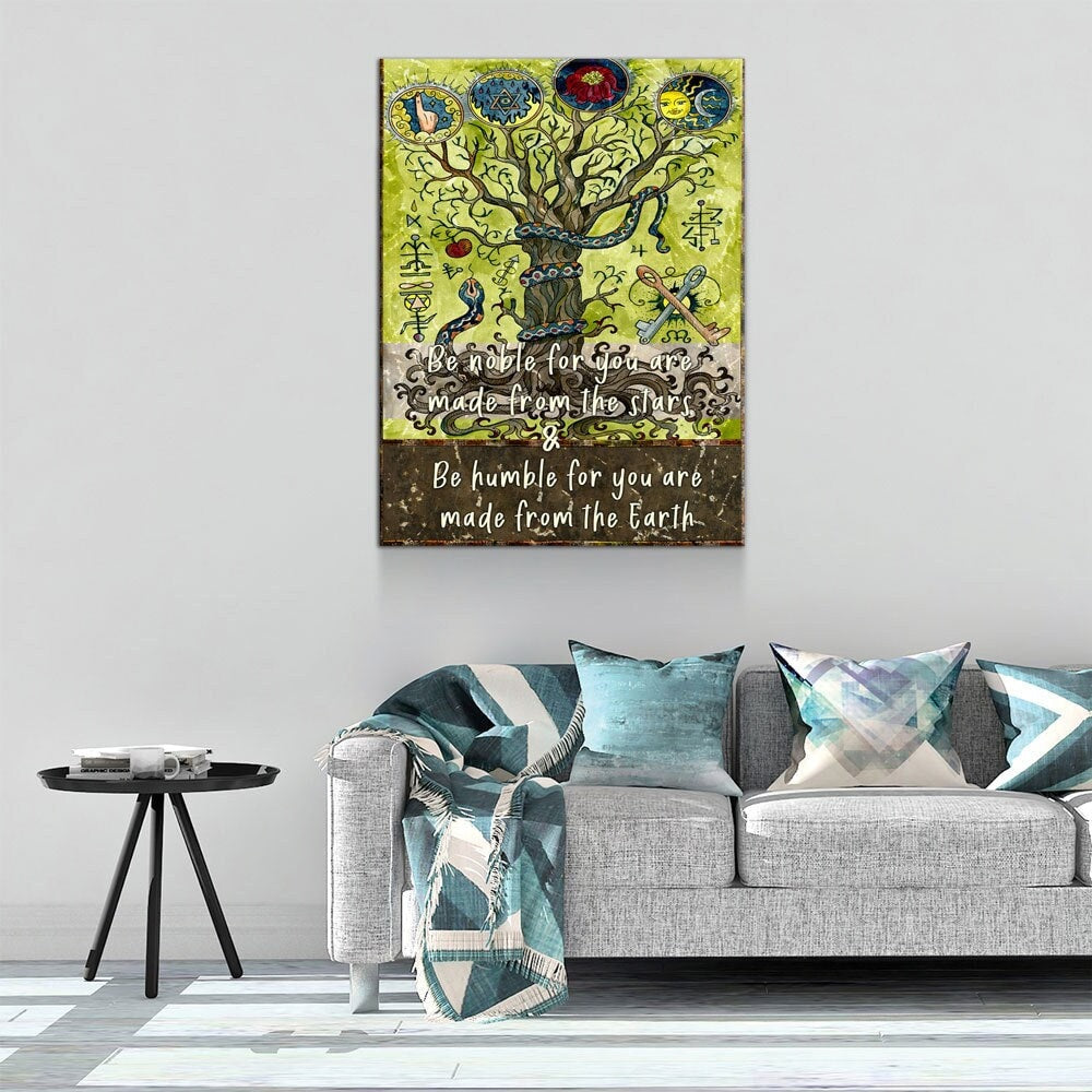 Be Noble For You Are Made From The Stars Canvas Wall Art, Wiccan Decor, Wiccan Art, Be Humble For You Are Made From The Earth - Royal Crown Pro