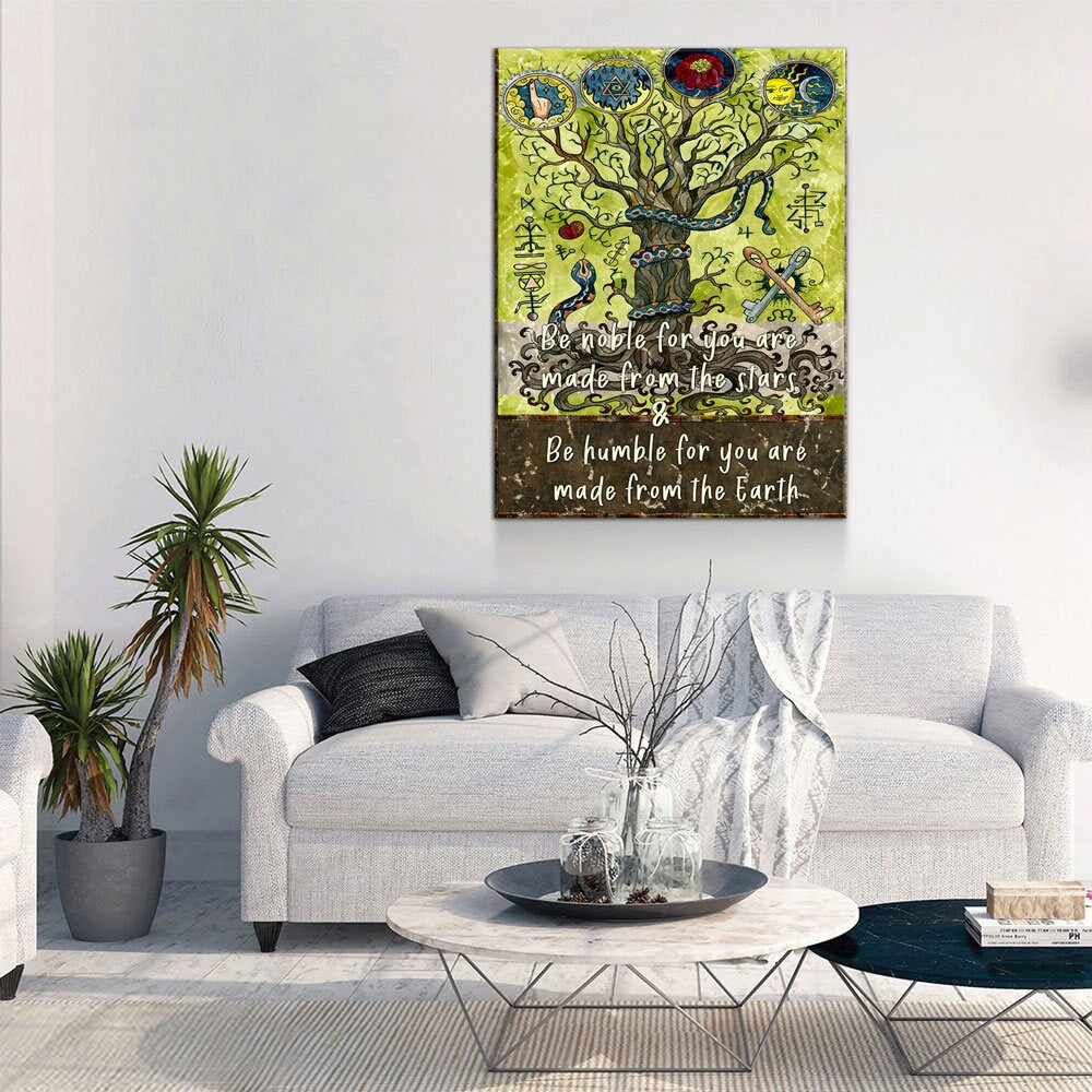 Be Noble For You Are Made From The Stars Canvas Wall Art, Wiccan Decor, Wiccan Art, Be Humble For You Are Made From The Earth - Royal Crown Pro