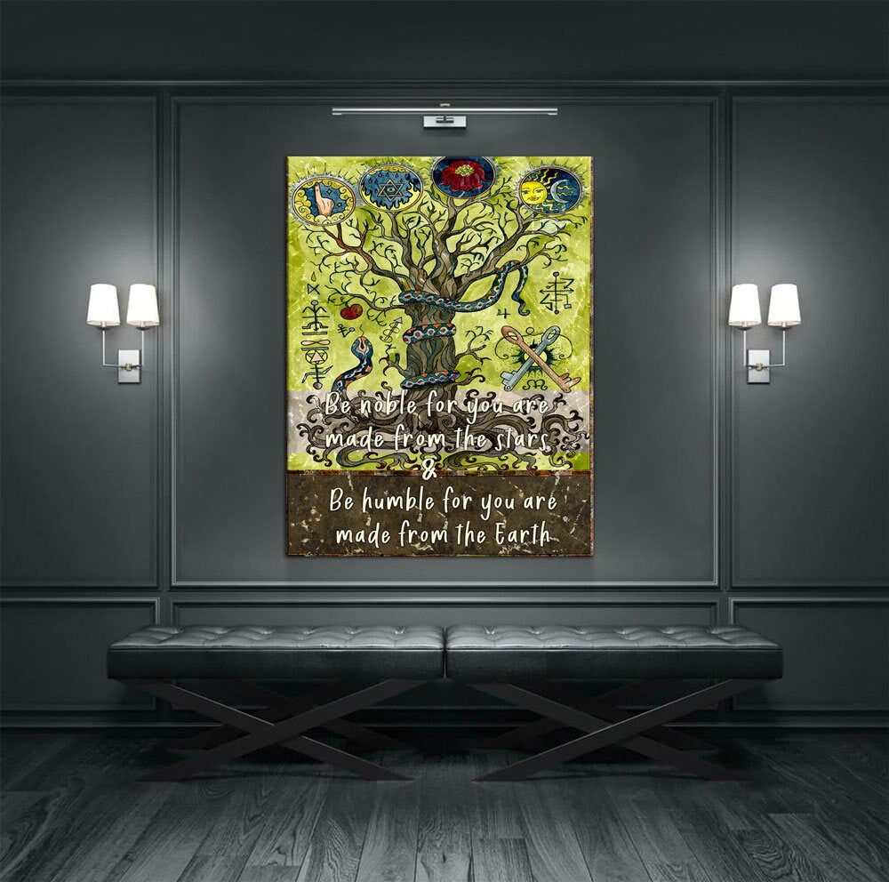 Be Noble For You Are Made From The Stars Canvas Wall Art, Wiccan Decor, Wiccan Art, Be Humble For You Are Made From The Earth - Royal Crown Pro