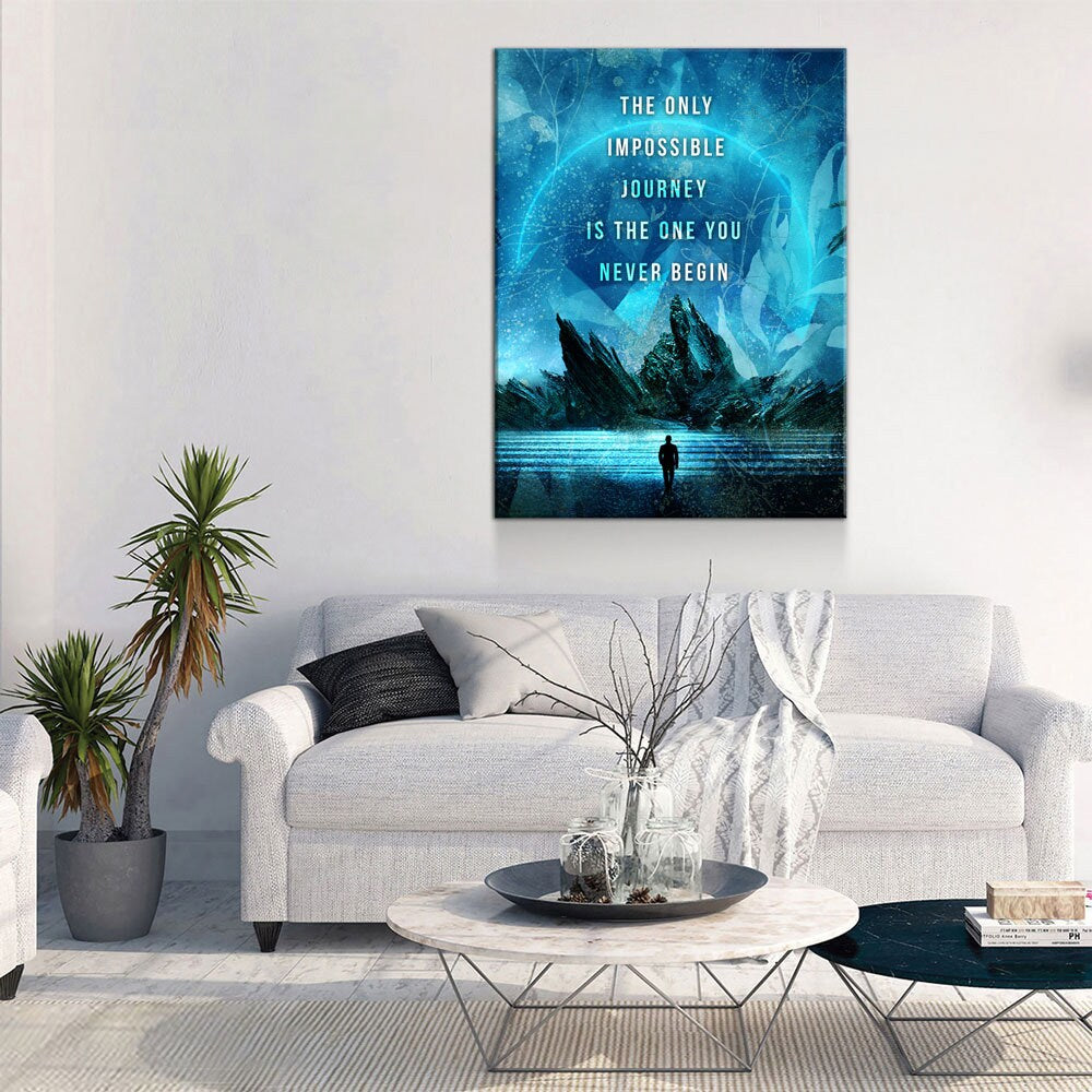 The Only Impossible Journey Canvas Wall Art, Motivational Wall Art, Inspirational Decor, Office Art, Home Office Decor - Royal Crown Pro