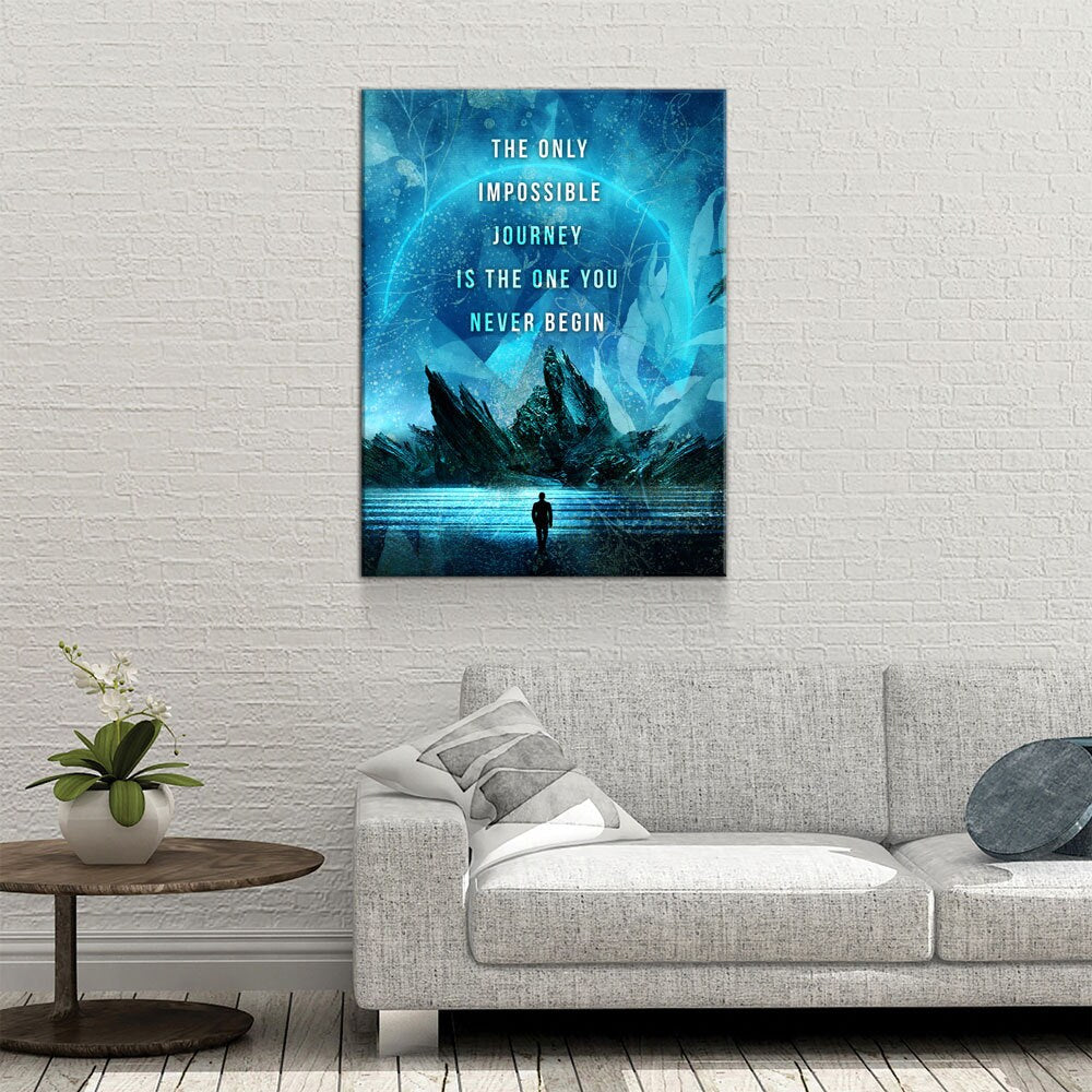 The Only Impossible Journey Canvas Wall Art, Motivational Wall Art, Inspirational Decor, Office Art, Home Office Decor - Royal Crown Pro