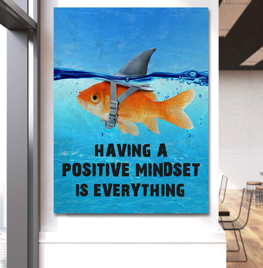 Having A Positive Mindset Is Everything Canvas Wall Art, Motivational Decor, Office Decor, Motivational Quotes, Motivational Art - Royal Crown Pro