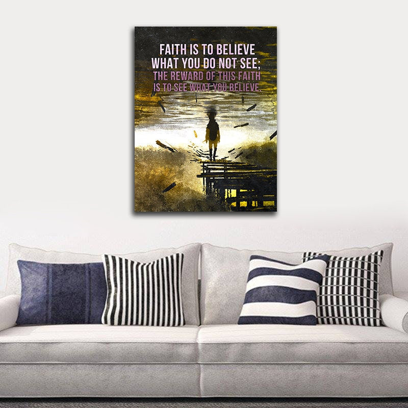 Saint Augustine Quote Faith Is To Believe Canvas Wall Art, Religious Quote, Bible, Church, Scripture Wall Art - Royal Crown Pro