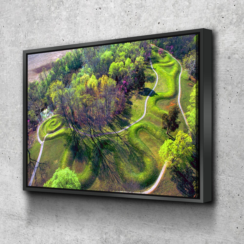 The Great Serpent Mound Canvas Wall Art, American Indian Decor, Ohio Earthworks Art, Adena Culture, Fort Ancient Culture - Royal Crown Pro