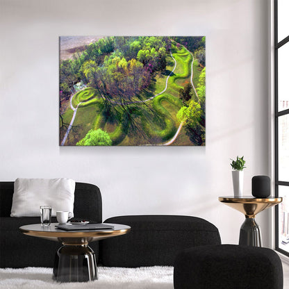 The Great Serpent Mound Canvas Wall Art, American Indian Decor, Ohio Earthworks Art, Adena Culture, Fort Ancient Culture - Royal Crown Pro