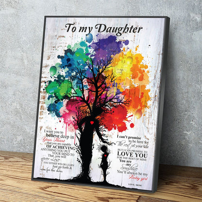 To My Daughter Love Mom Canvas Wall Art, Inspirational Art, Daughter Gift, To My Daughter Gift - Royal Crown Pro