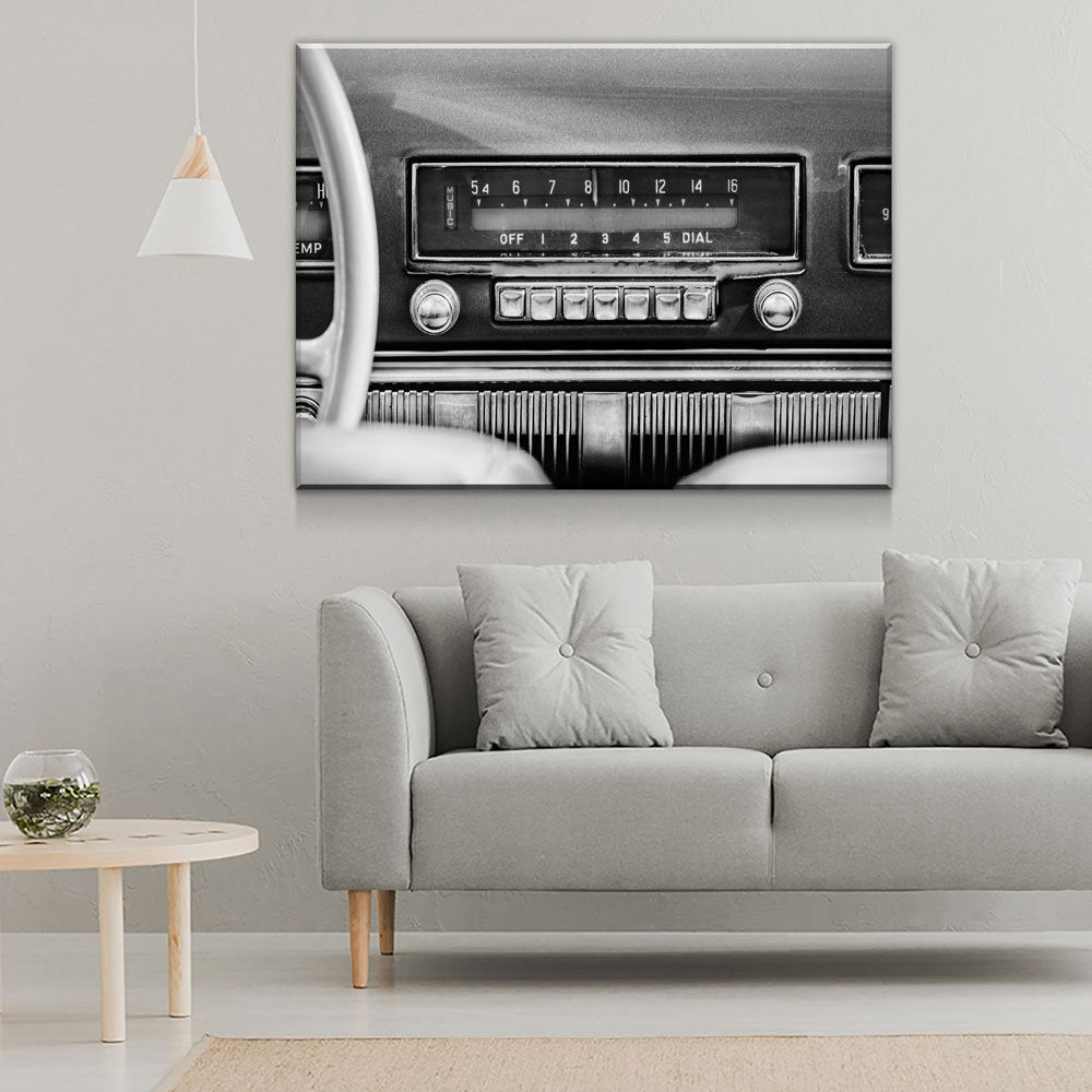 Retro Car Radio Canvas Wall Art, Vintage Car Radio, Old Cars Print, Vintage Car Print, Old Car Radio - Royal Crown Pro