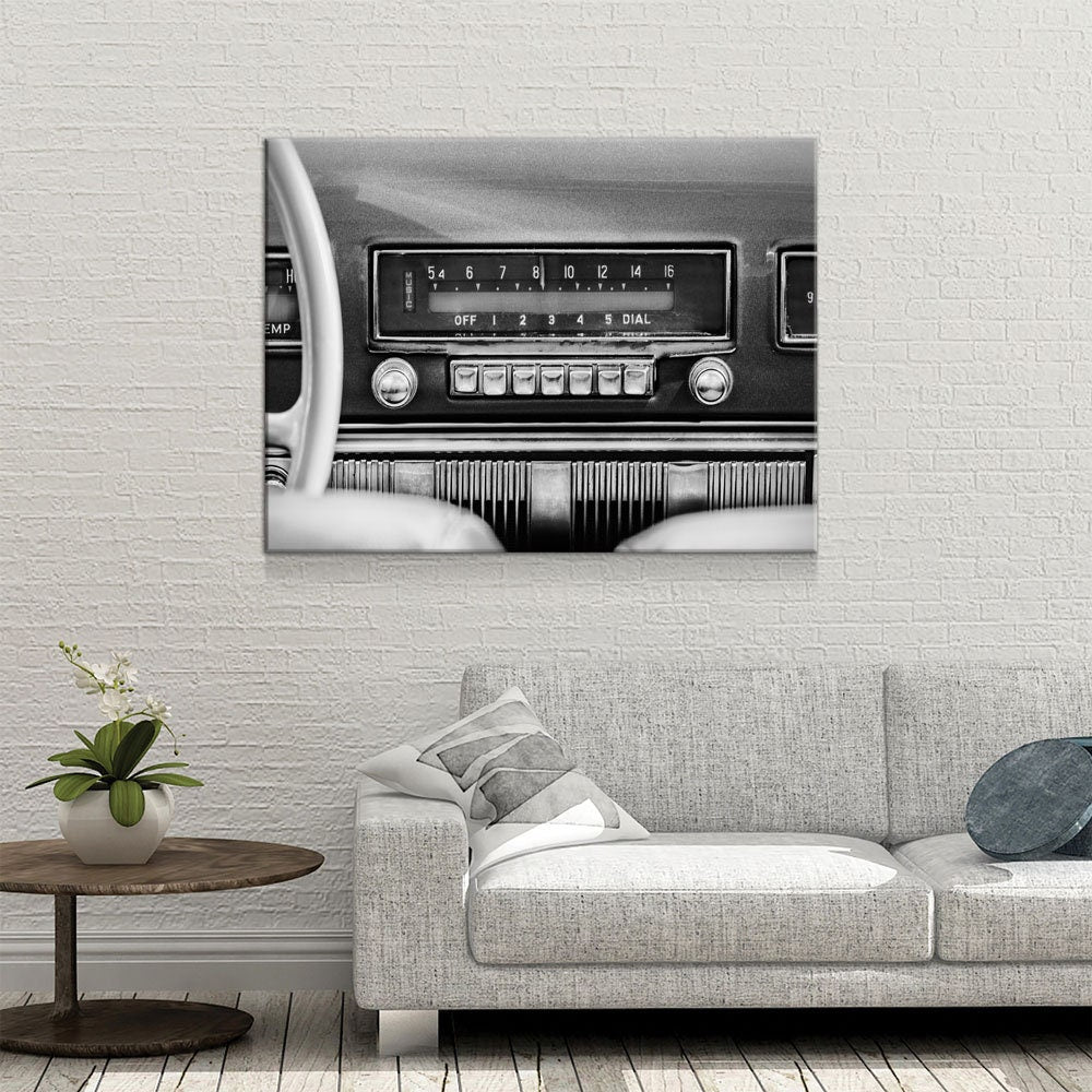 Retro Car Radio Canvas Wall Art, Vintage Car Radio, Old Cars Print, Vintage Car Print, Old Car Radio - Royal Crown Pro