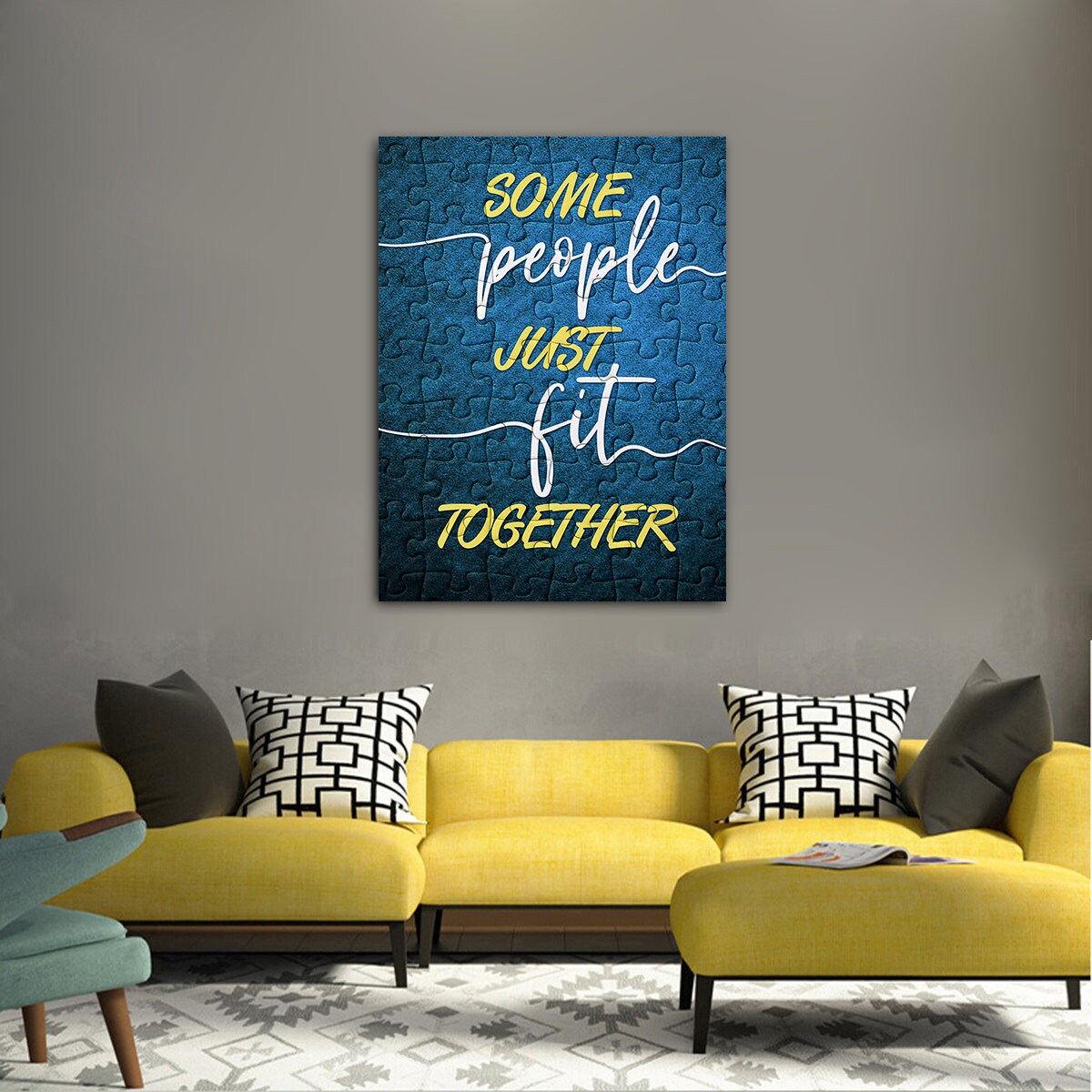 Some People Just Fit Together Canvas Wall Art, Puzzle Piece Art - Royal Crown Pro