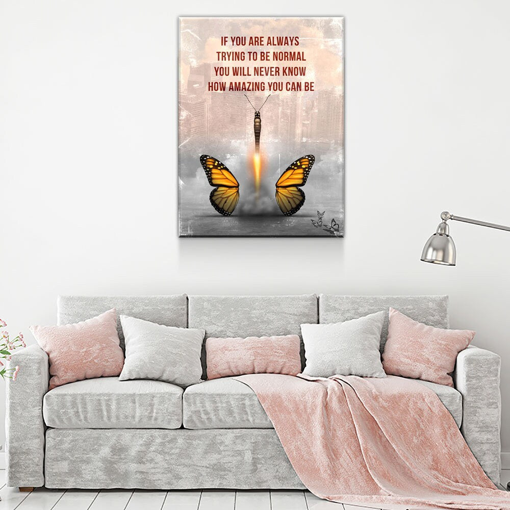 How Amazing You Can Be Canvas Wall Art, Butterfly Wall Art, Office Decor, Hustle, Inspiration, Motivational Quotes, Home Office - Royal Crown Pro