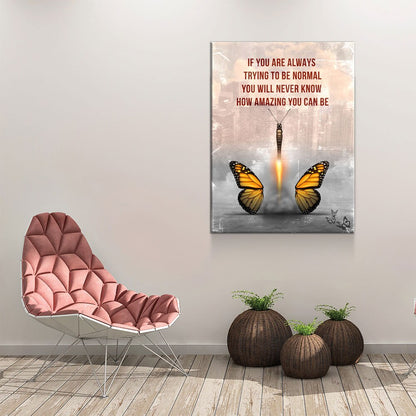 How Amazing You Can Be Canvas Wall Art, Butterfly Wall Art, Office Decor, Hustle, Inspiration, Motivational Quotes, Home Office - Royal Crown Pro