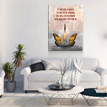 How Amazing You Can Be Canvas Wall Art, Butterfly Wall Art, Office Decor, Hustle, Inspiration, Motivational Quotes, Home Office - Royal Crown Pro