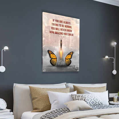 How Amazing You Can Be Canvas Wall Art, Butterfly Wall Art, Office Decor, Hustle, Inspiration, Motivational Quotes, Home Office - Royal Crown Pro