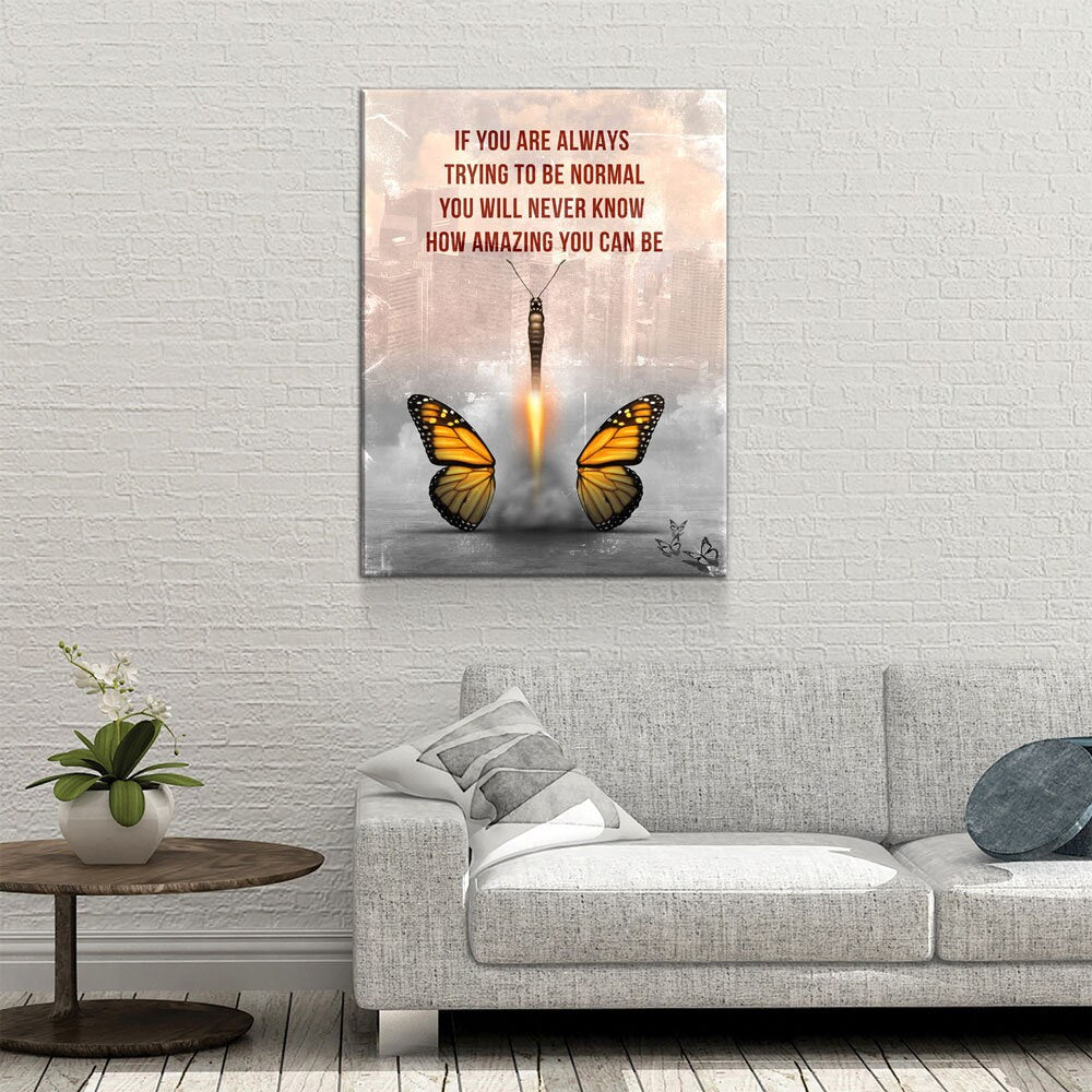 How Amazing You Can Be Canvas Wall Art, Butterfly Wall Art, Office Decor, Hustle, Inspiration, Motivational Quotes, Home Office - Royal Crown Pro