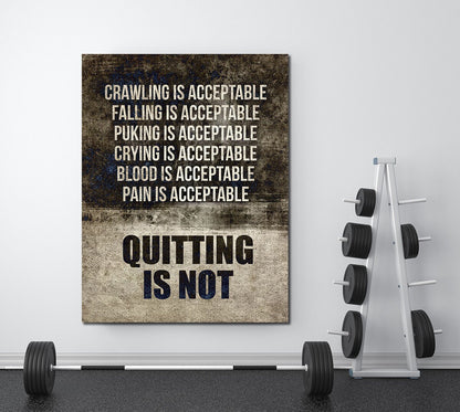 Quitting Is Not Motivational Canvas Wall Art, Motivational Decor, Weightlifting, Workout Motivation Decor, Gym Decor - Royal Crown Pro