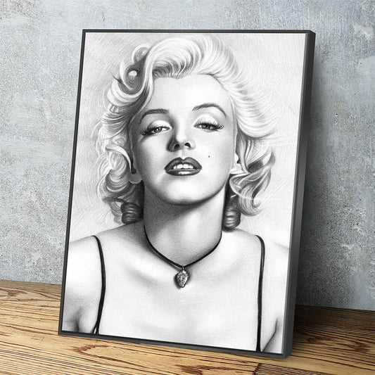 Marilyn Monroe Canvas Wall Art, Black & White Marilyn Monroe Sketch, Marilyn Monroe Drawing, Marilyn Monroe Print - Royal Crown Pro