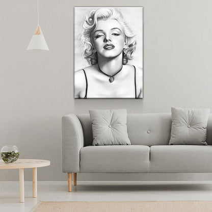 Marilyn Monroe Canvas Wall Art, Black & White Marilyn Monroe Sketch, Marilyn Monroe Drawing, Marilyn Monroe Print - Royal Crown Pro