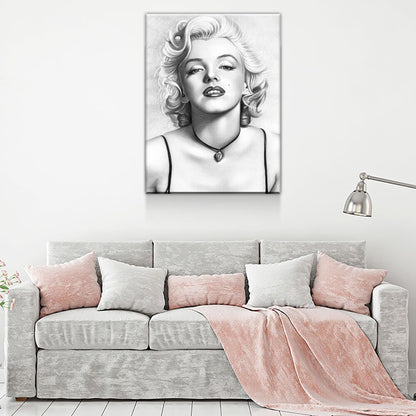 Marilyn Monroe Canvas Wall Art, Black & White Marilyn Monroe Sketch, Marilyn Monroe Drawing, Marilyn Monroe Print - Royal Crown Pro