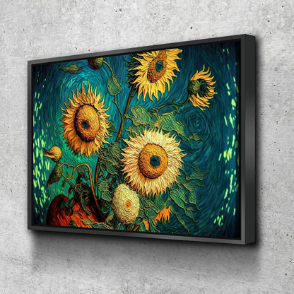 Sunflowers Van Gogh Style Canvas Wall Art, Sunflower Decor, Abstract Art, Abstract Sunflowers - Royal Crown Pro