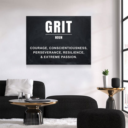 Grit Wall Art Canvas, Grit Noun, Motivational Artwork for Office Home Decor, Gym Decor, Entrepreneur Art, Inspirational Quote, Grit Quote - Royal Crown Pro