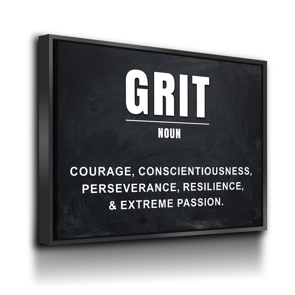 Grit Wall Art Canvas, Grit Noun, Motivational Artwork for Office Home Decor, Gym Decor, Entrepreneur Art, Inspirational Quote, Grit Quote - Royal Crown Pro