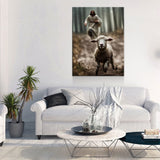 Jesus Running After a Lost Lamb Canvas Wall Art, Jesus Lamb of God Canvas, Jesus Home Decor, God Canvas Print, Jesus Canvas Wall Art - Royal Crown Pro