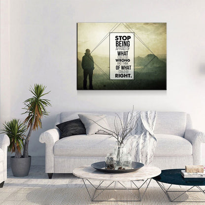 Stop Being Afraid Of What Could Go Wrong And Think Of What Could Go Right Canvas Wall Art, Motivational Decor - Royal Crown Pro