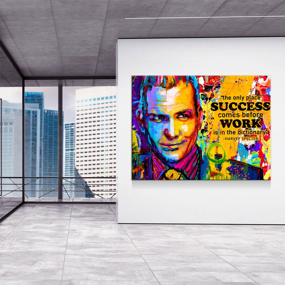 The Only Time Success Comes Before Work Is In The Dictionary Canvas Wall Art, Harvey Specter Quote, Motivational Decor - Royal Crown Pro