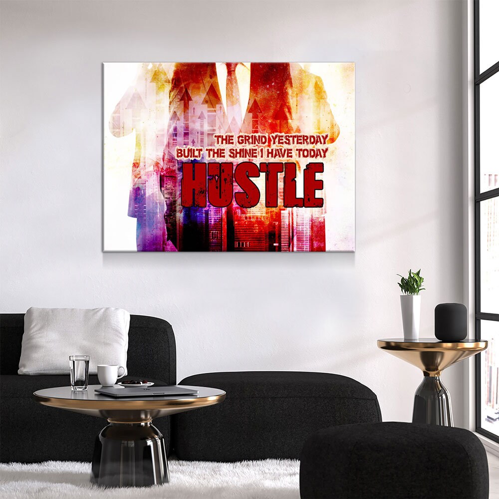 The Grind Yesterday Built The Shine I Have Today Hustle Canvas Wall Art, Motivational Decor, Office Decor, Success Quotes - Royal Crown Pro