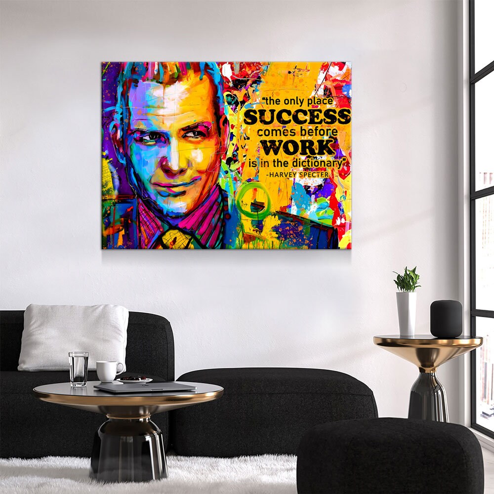 The Only Time Success Comes Before Work Is In The Dictionary Canvas Wall Art, Harvey Specter Quote, Motivational Decor - Royal Crown Pro